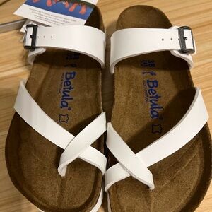 Betula Licensed By Birkenstock Mia Soft Sandals Size EU 38 Narrow White New